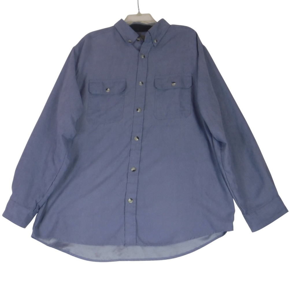 Clearwater Outfitters Mens XL Blue Faux Suede Button Down Shirt Soft Feel Casual
